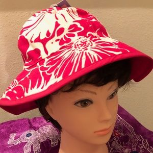 Jantzen Hot Pink Floral Bucket Floppy Hat NEW